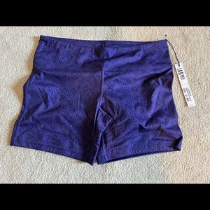 Purple printed I Am Becoming (IAB MFG) no ride shorts NWT